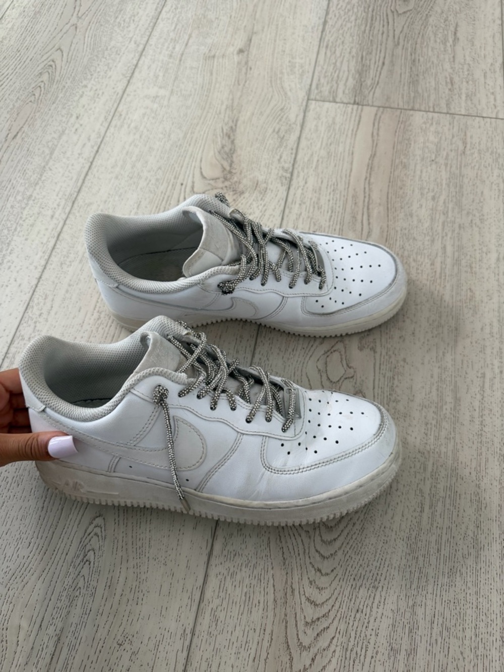 Nike White and Light Gray Low-Top Sneakers